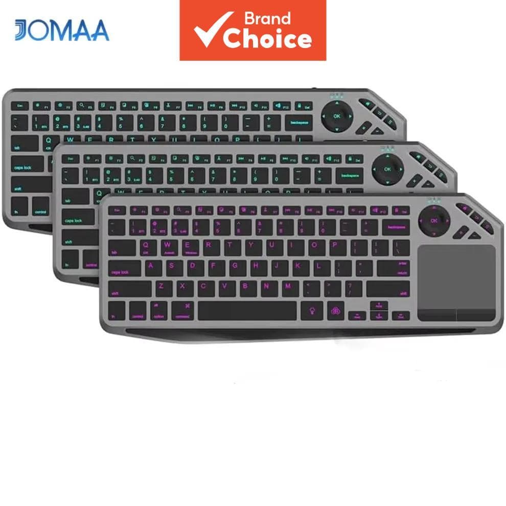 jomaa Teclado Retroiluminado Bluetooth 2.4G com Touchpad 78 Teclas Teclado Recarregável Sem Fio para TV Inteligente
