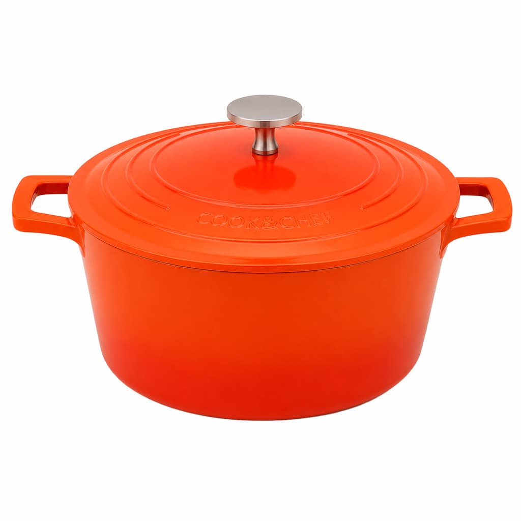 Panela Caçarola Cook & Chef 28 Cm Antiaderente Alumínio Inox Laranja Tampa Indução E Fogo