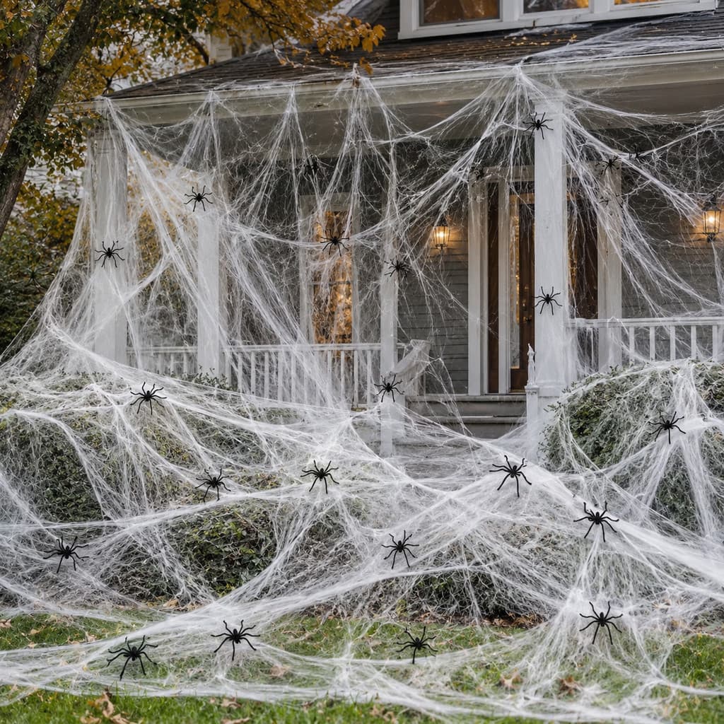 Teia De Aranha 3D De Halloween 300g Com 50 Aranhas Falsas À Prova D'água E Não Tóxicas Para Decoração De Festa