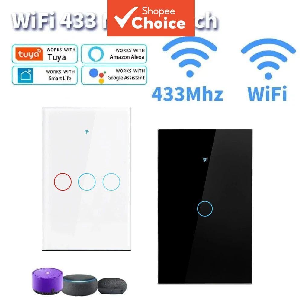 SAIMILI ForTuya WiFi Interruptor de Parede Inteligente RF433 Padrão EUA 3 Gangues Necessário Fio Neutro Interruptor de