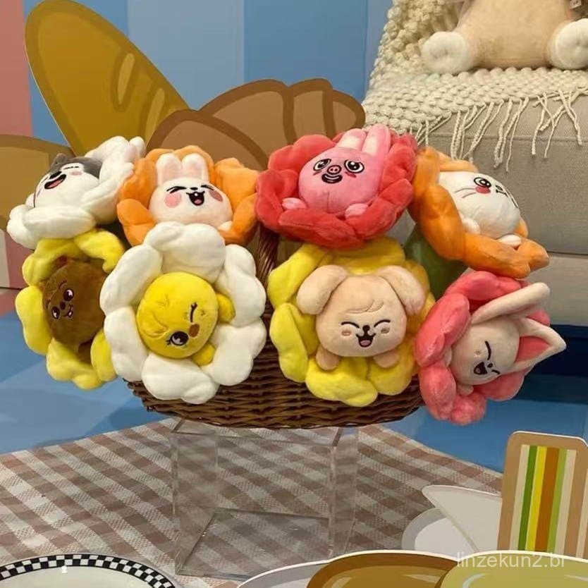 Kpop Idol Straykids 2025 Nova Boneca De Pelúcia SKZOO Estojo Para Caneta Com Flor Fofa