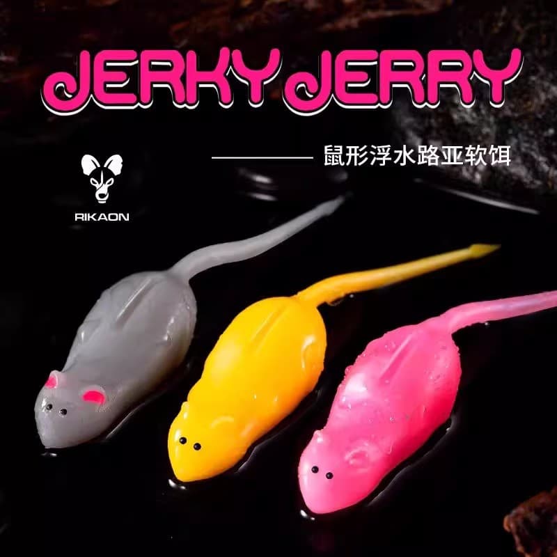 RIKAON Stray Dog JERKY JERRY Mouse Isca Isca Macia em Forma de Rato Falsa Flutuante 15cm Isca de Pesca de Baixo