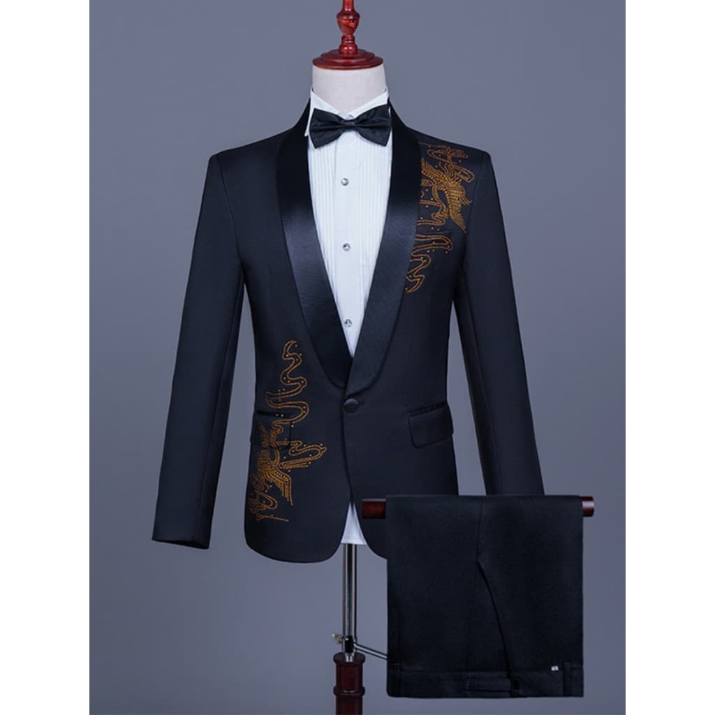 Traje de desempenho roupas masculinas adulto vestido terno coro anfitrião cerimonial traje palco terno masculino