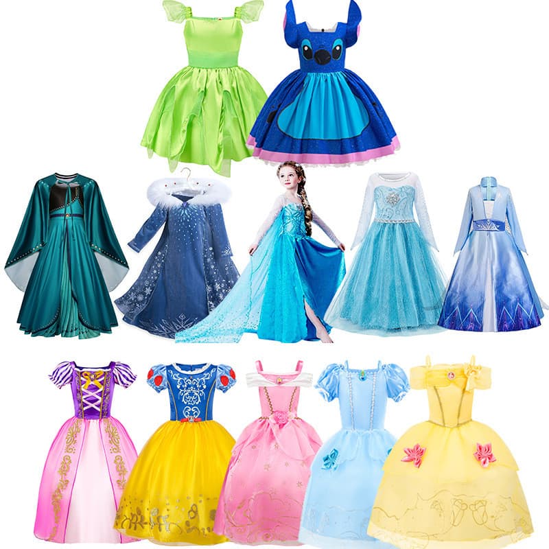 Vestido de Natal da Princesa Elsa Moana para Meninas, Vestido de Manga Longa, Fantasia de Cosplay, Traje para Role-Playi