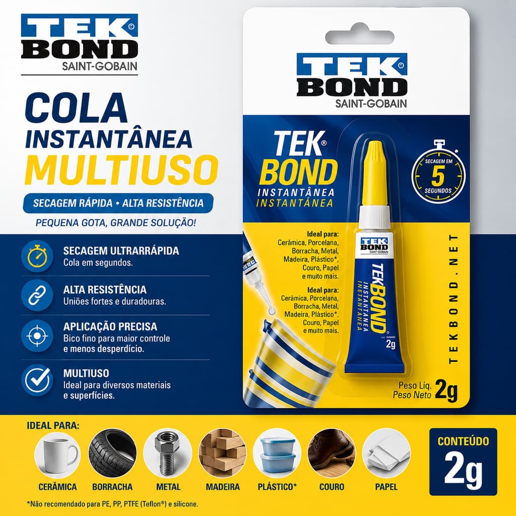 Cola ( TEK BOND ) Instantânea 2g Multiuso