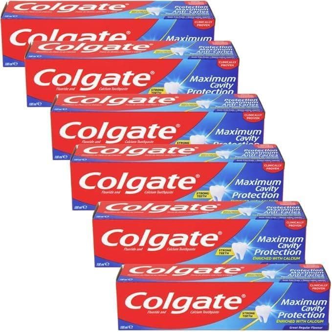 Pasta de Dentes Colgate Maximum Cavity Protection, 100ml, Pacote com 6, Sabor Menta