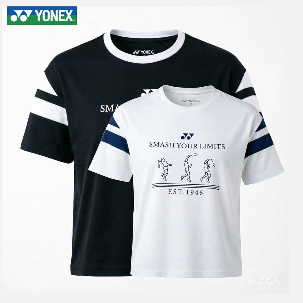 2026 novo estilo yonex yonex Badminton senhoras manga curta solta Retro contraste cor curto camiseta esportes topo