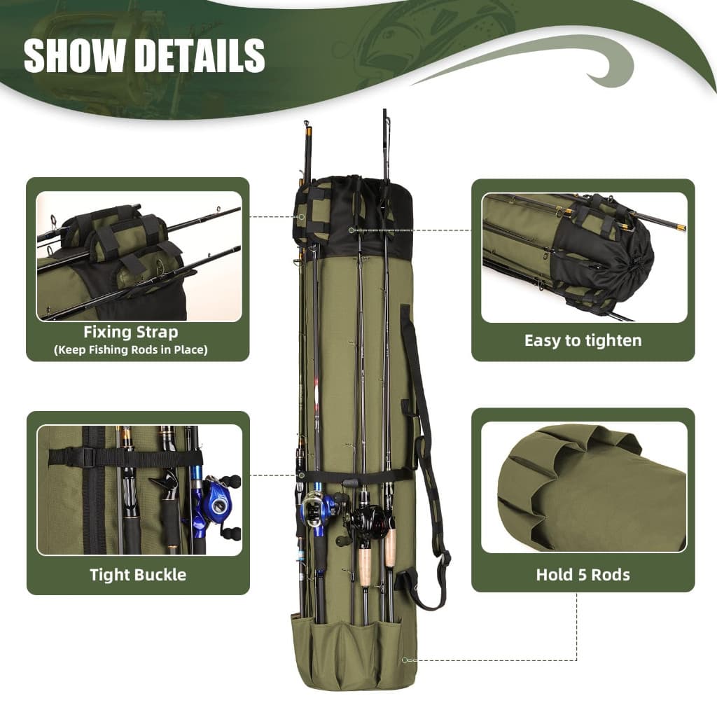 Bolsa cilíndrica para pesca ao ar livre bolsa para vara de pesca bolsa para vara de mar