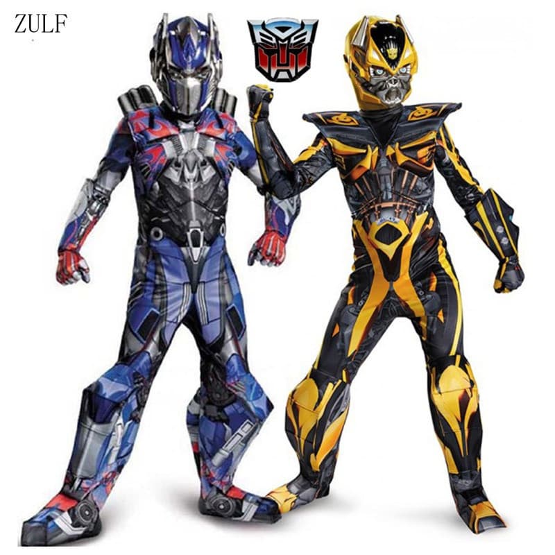 Fantasia de Cosplay para Meninos, Traje de Super-Herói Musculoso do Optimus Prime e Bumblebee para Festa de Gala KMSE