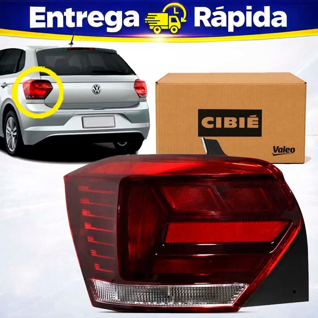 Lanterna Traseira Esquerda Fumê Volkswagen Polo Hatch 2018 a 2022 Cibie Valeo