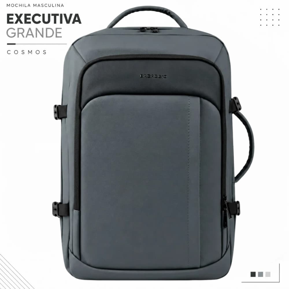 Mochila Masculina Executiva Grande Cosmos Cinza Bagaggio