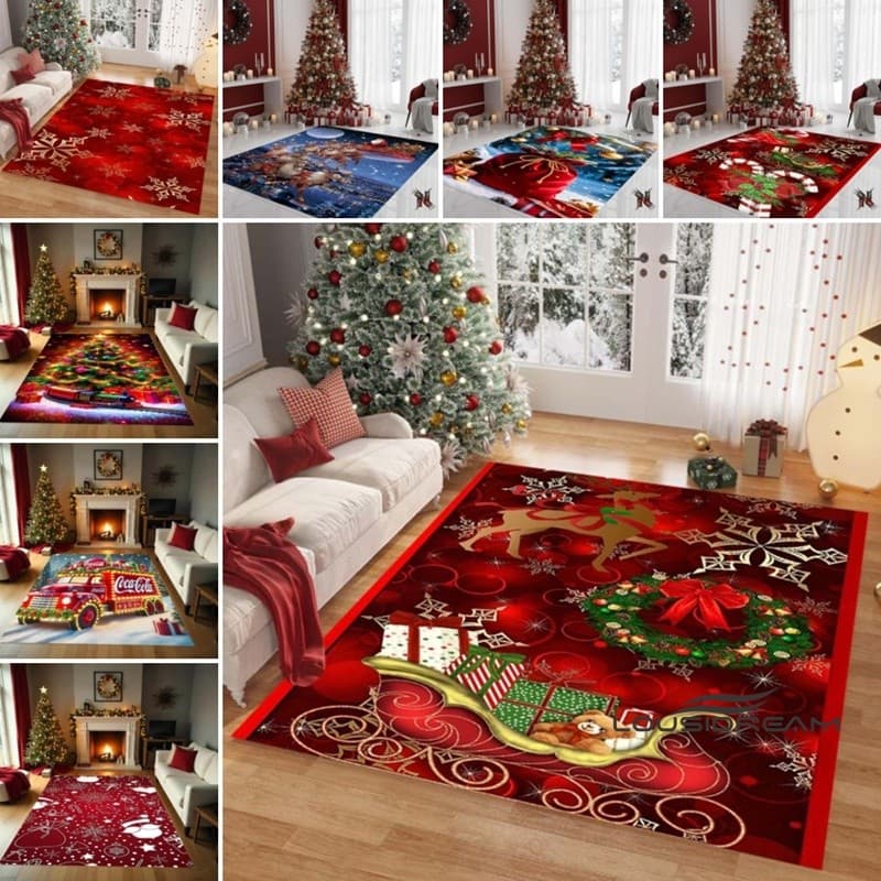 Adequado para tapetes de Natal estilo férias de sala de estar, tapetes de tamanho grande, tapetes de quarto, tapetes de