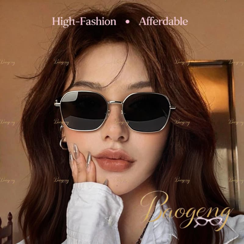 (BAOGENG) Proteção UV400 Óculos De Sol Leves E Grossos De Metal Quadrados Moda Coreana Retrô Unissex , Clássicos Para Fé