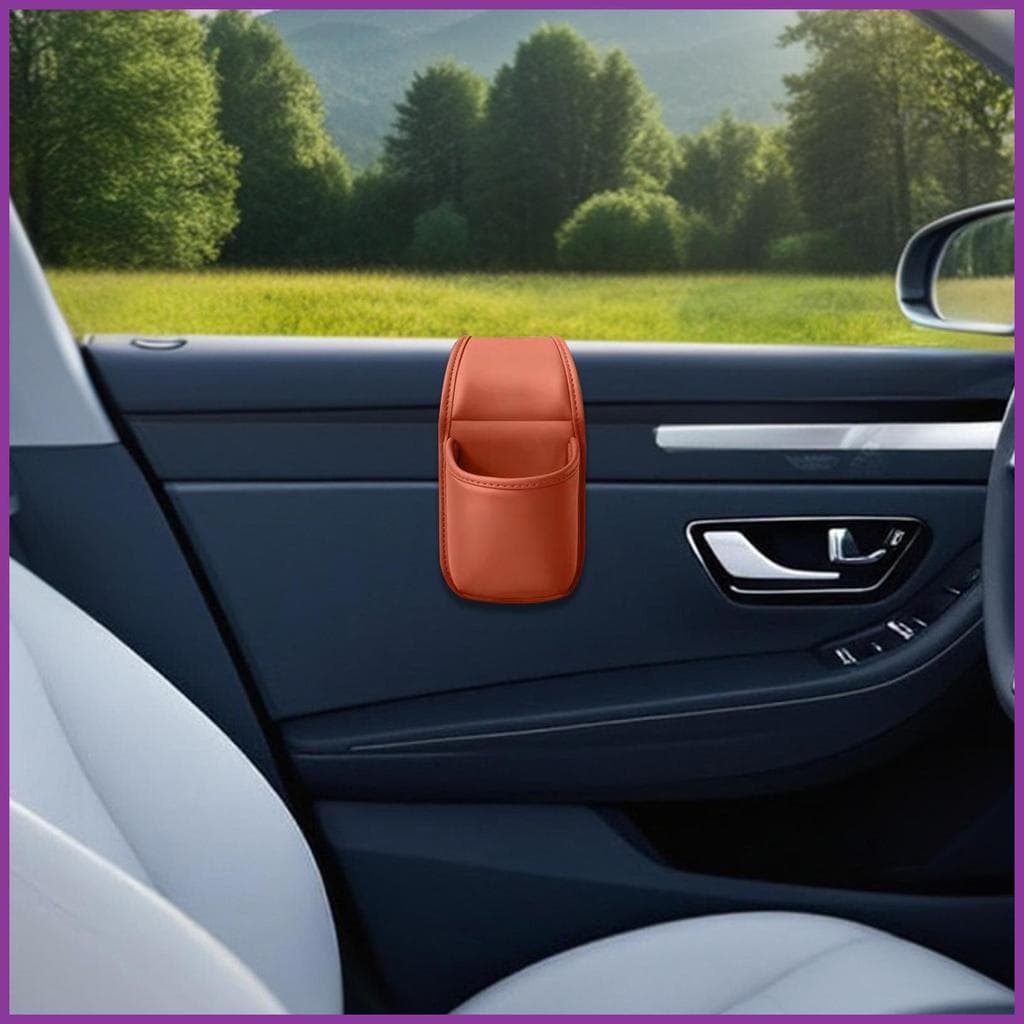 Porta-Copos Automotivos Adesivo Couro PU Resistente A Arranhões Bolso De Armazenamento Suporte Para Bebidas Automáticas