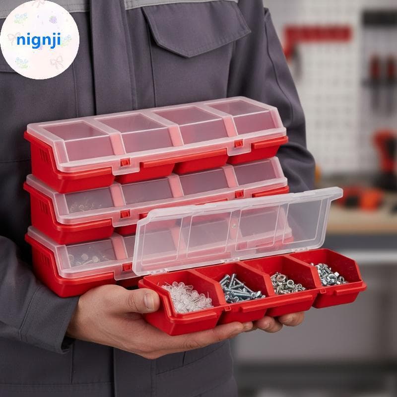 Nignji Plástico Parafuso Organizador Caixa De Armazenamento 4 Peças Portátil Ferramenta Bin Para Casa Garagem Oficina DI