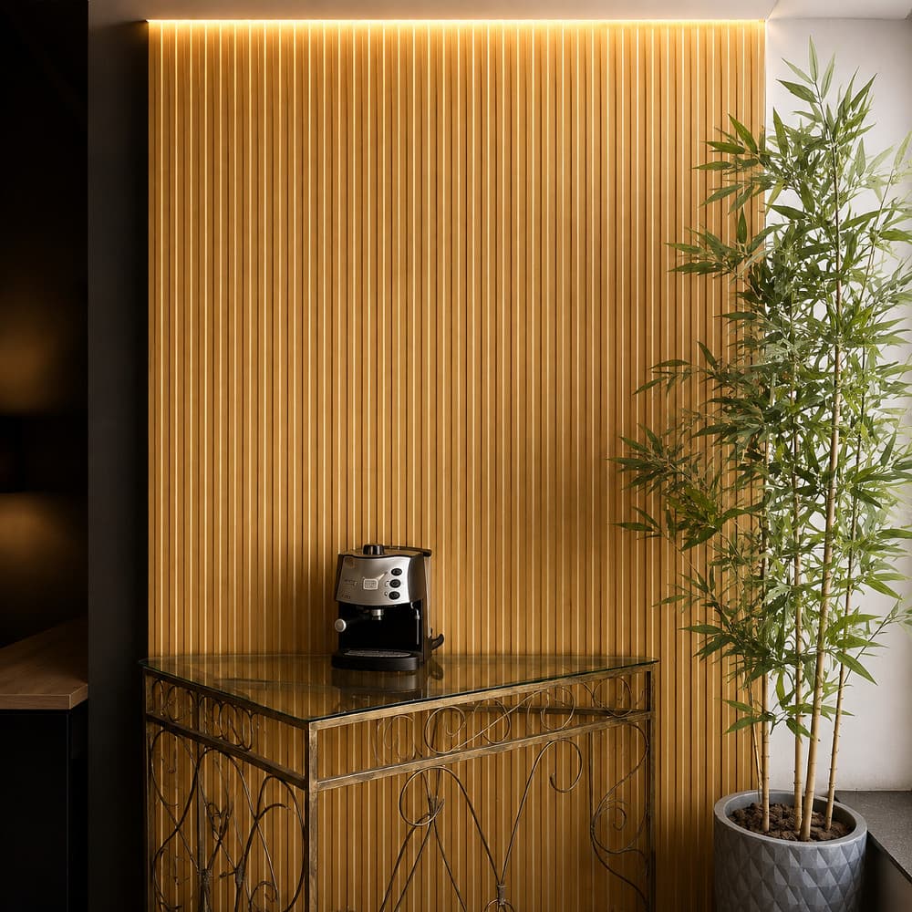 KIT 50 Revestimento Painel 90X11 De Parede Ripado Decorativo MDF Autocolante - ENVIO FULL