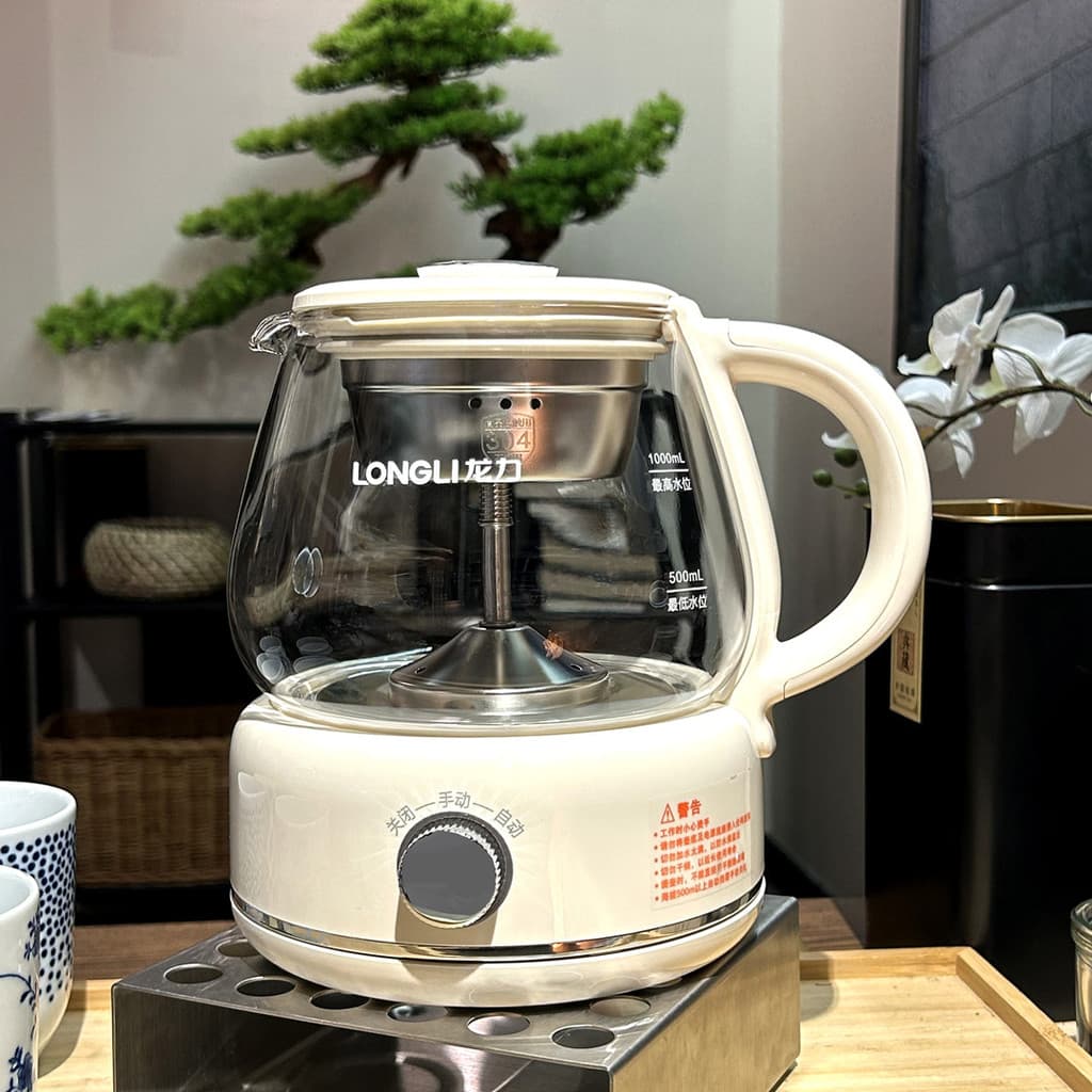 Longli fabricante de chá 1L pequeno fogão elétrico chá Mini pote saúde tipo Spray chaleira desligamento automático