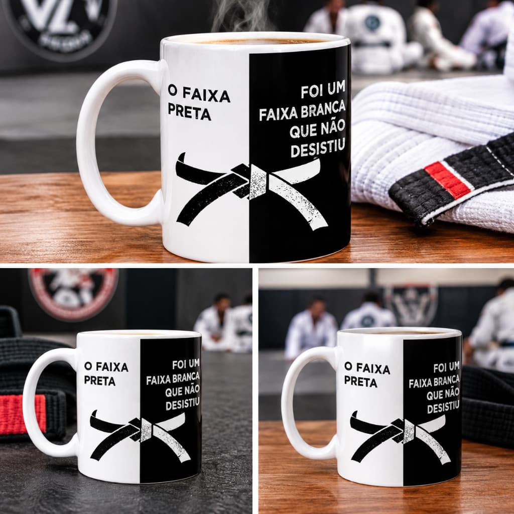 Caneca de Porcelana Jiu Jitsu Faixa Preta 325ml