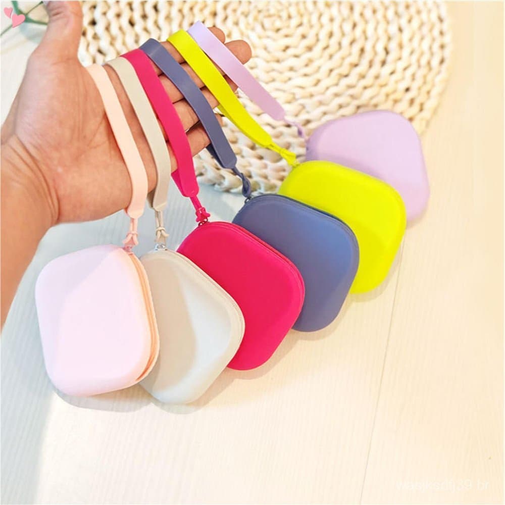 Bolsa de Armazenamento Portátil Multifuncional de Silicone, Porta-Moedas Infantil, Chaveiro Impermeável para Uso Externo