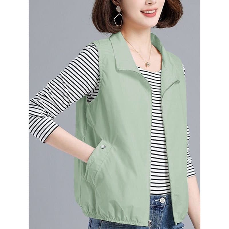 Mãe de meia-idade primavera outono estilo ocidental colete fino feminino curto exterior jogo 2026 novo estilo pequeno ve
