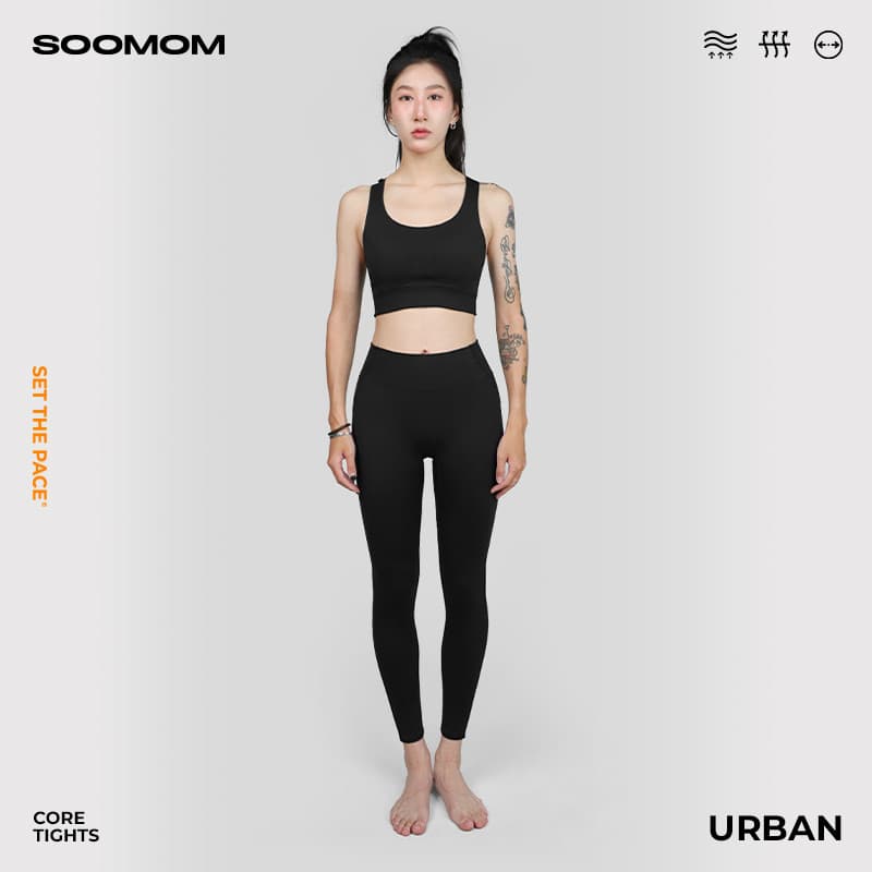 SOOMOM | URBAN Calças Skinny de Cintura Alta Ciclismo Shorts Esportivos Correndo Yoga Fitness
