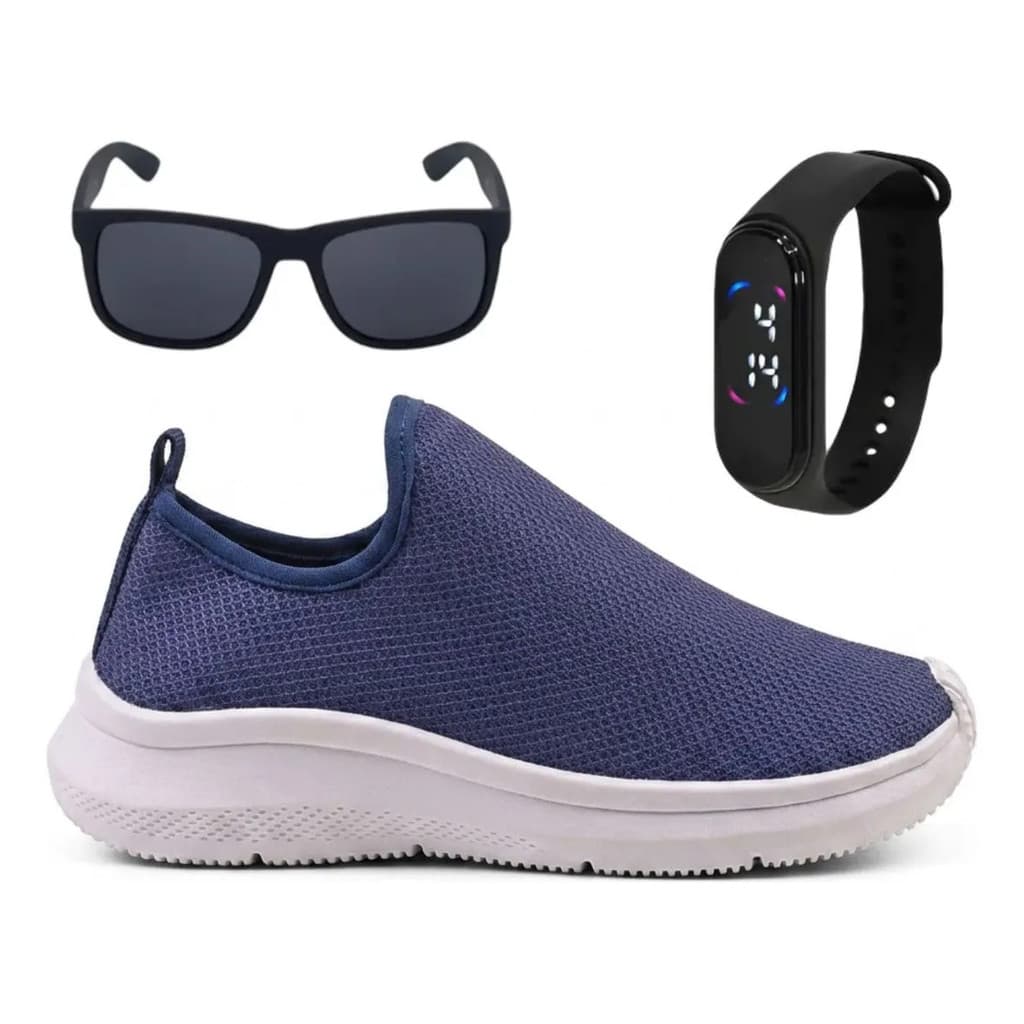 Kit Tênis Escolar Infantil Jogger + Óculos Relógio Confort