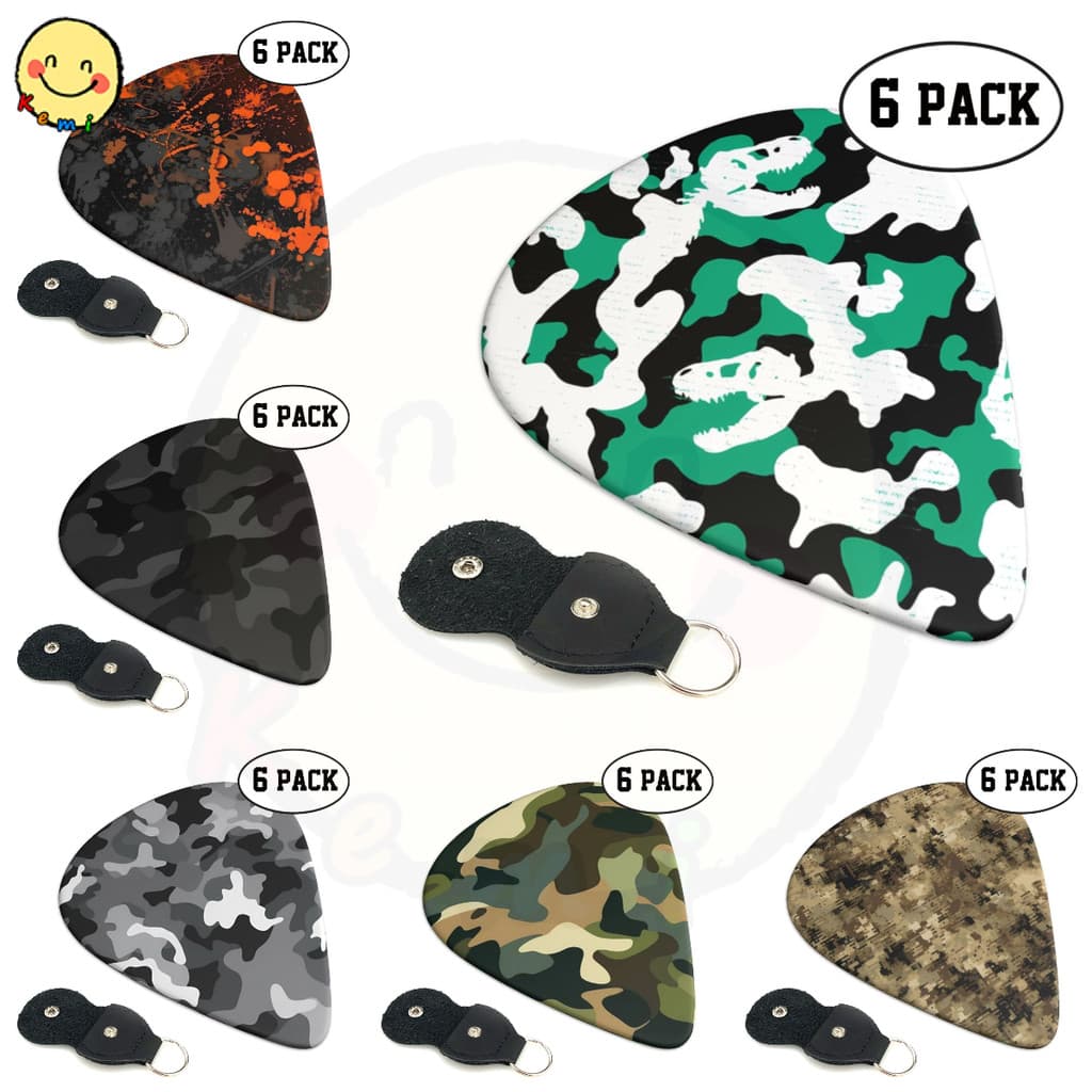 Palhetas Camufladas Para Guitarra , 6 Pacotes-0.46 Mm 0.71 0.96 , Presente Exclusivo Baixo , Guitarras Elétricas E Acúst