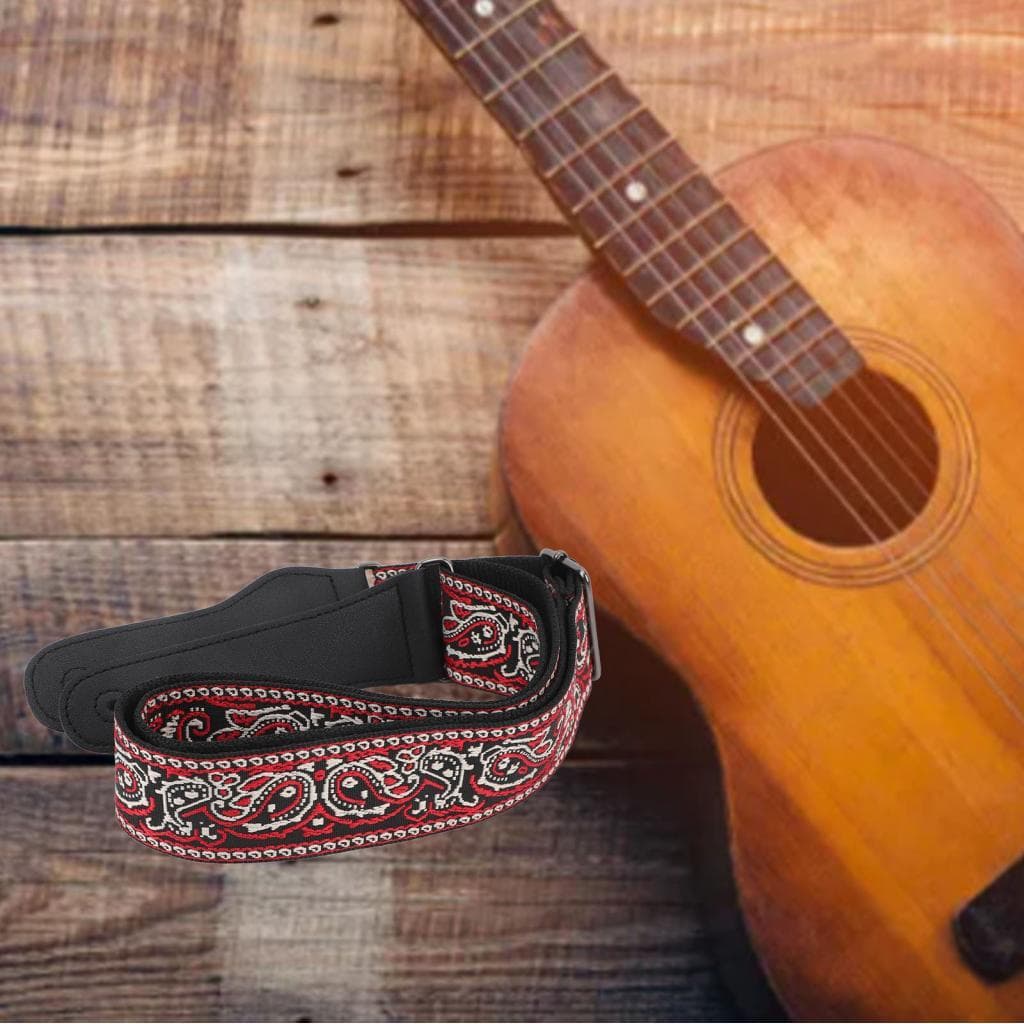 Lilystudio.br-SIP-TW Alça de guitarra vintage bordado padrão comprimento ajustável cinto largo para guitarras elétricas