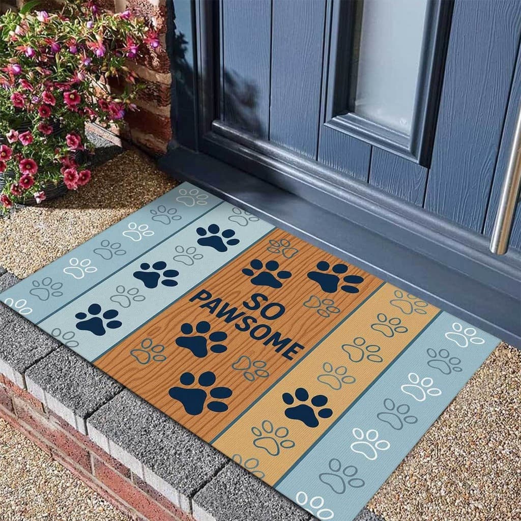 Tapete de porta de entrada com garra de cachorro absorve água tapete de pé de secagem rápida