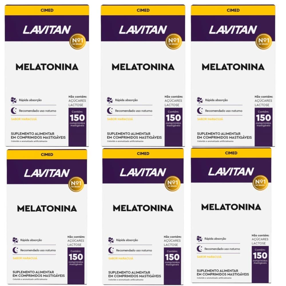 Kit 6 Lavitan Melatonina Maracujá 150 Comprimidos Cimed
