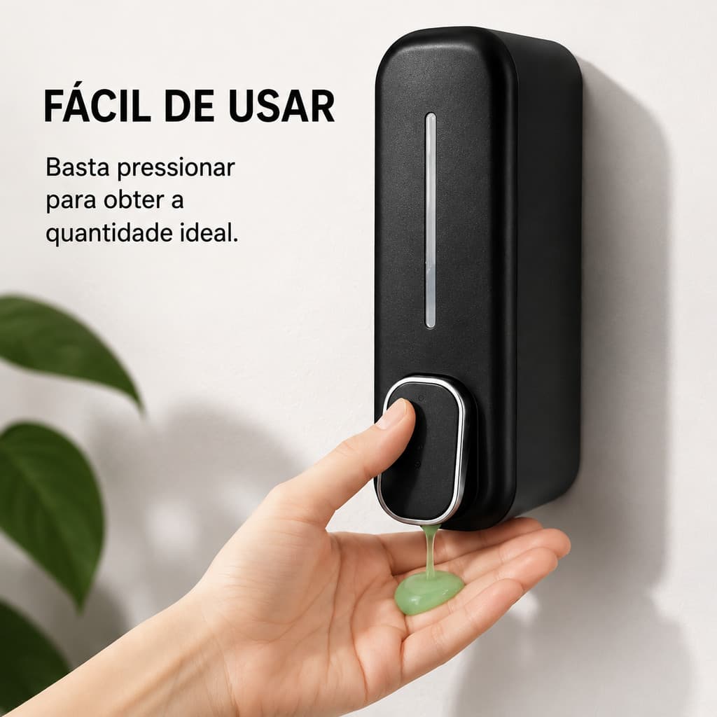 Dispenser de Sabão Líquido 350ml de Parede com Botão – Saboneteira Prática para Banheiro e Cozinha