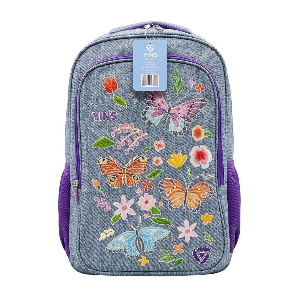 Mochila Casual Estilo Jeans Borboleta Menina Escola Faculdade Delicada Moda Feminina