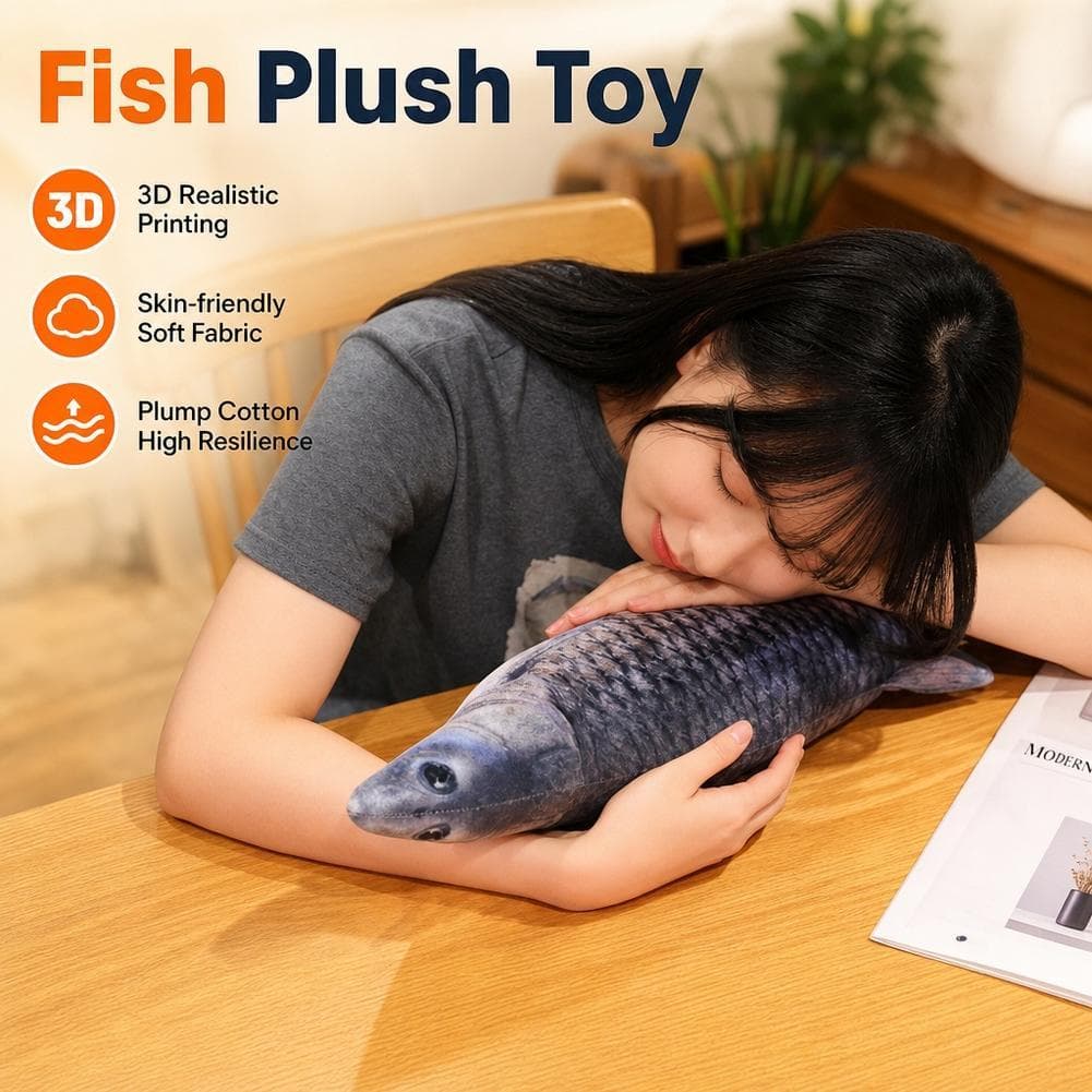 Brinquedos De Peixe De Pelúcia Realistas Com Modelos De Cabeça De Cobra E Carpa Preta , Animais De Água Doce Para Coleci