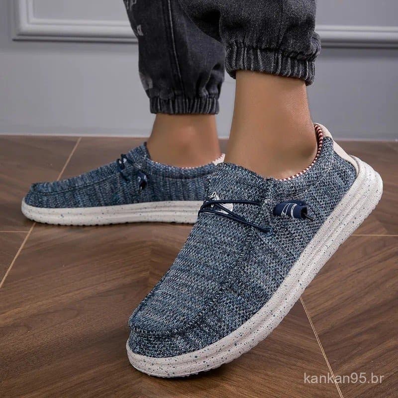 Mocassins de Lona Masculinos Confortáveis, Leves e Respiráveis, Sapatos Casuais Masculinos, Sapatos Slip On para Dirigir