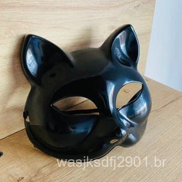 Máscara de Gato  Fantasia Festa Cosplay Carnaval Halloween Plástico Flexível Tamanho Único com Elástico