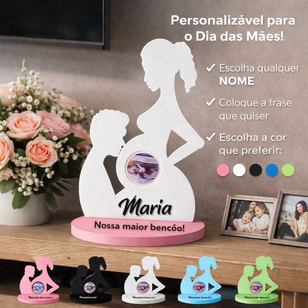 Decoração Personalizada Dia das Mães – Presente Único com Nome e Frase quarto sala mamãe bebe decoração bebe