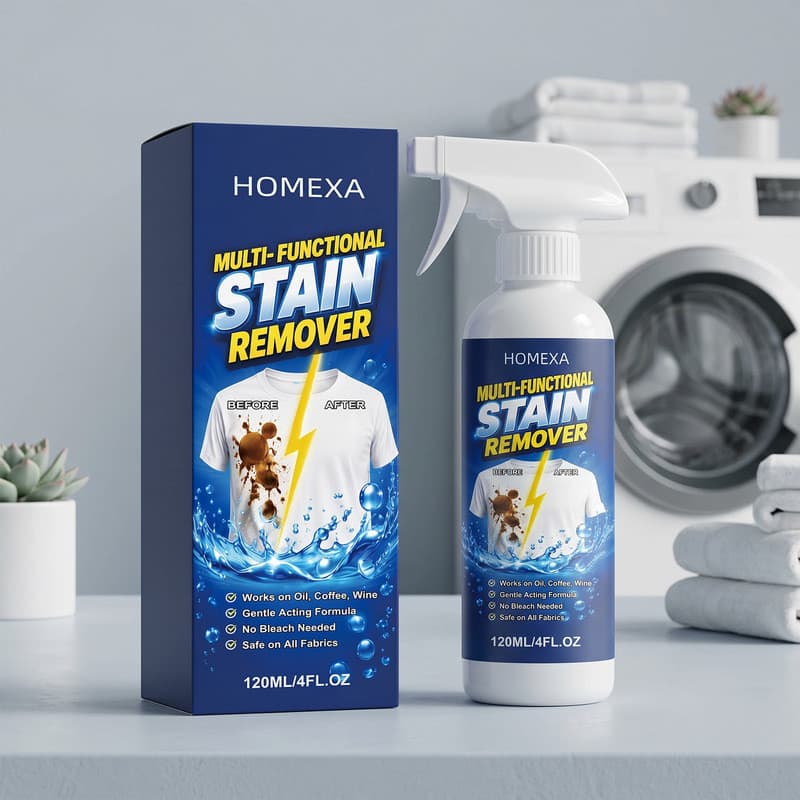 Spray multifuncional para limpeza de manchas HOMEXA, desengordurante de roupas, fórmula suave, vários tecidos, limpeza d