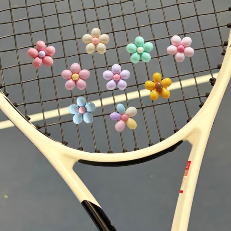 Raquete de tênis amortecedor bonito criativo dos desenhos animados raquete de tênis amortecedor cinco pétalas flor femin