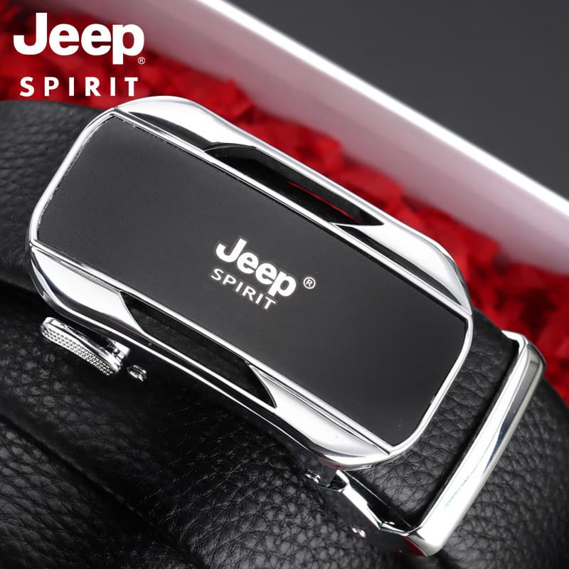 JEEP Cinto Masculino Primeira Camada de Couro Genuíno Fivela Automática Cinto Masculino Moda Jovem Cinto Masculino