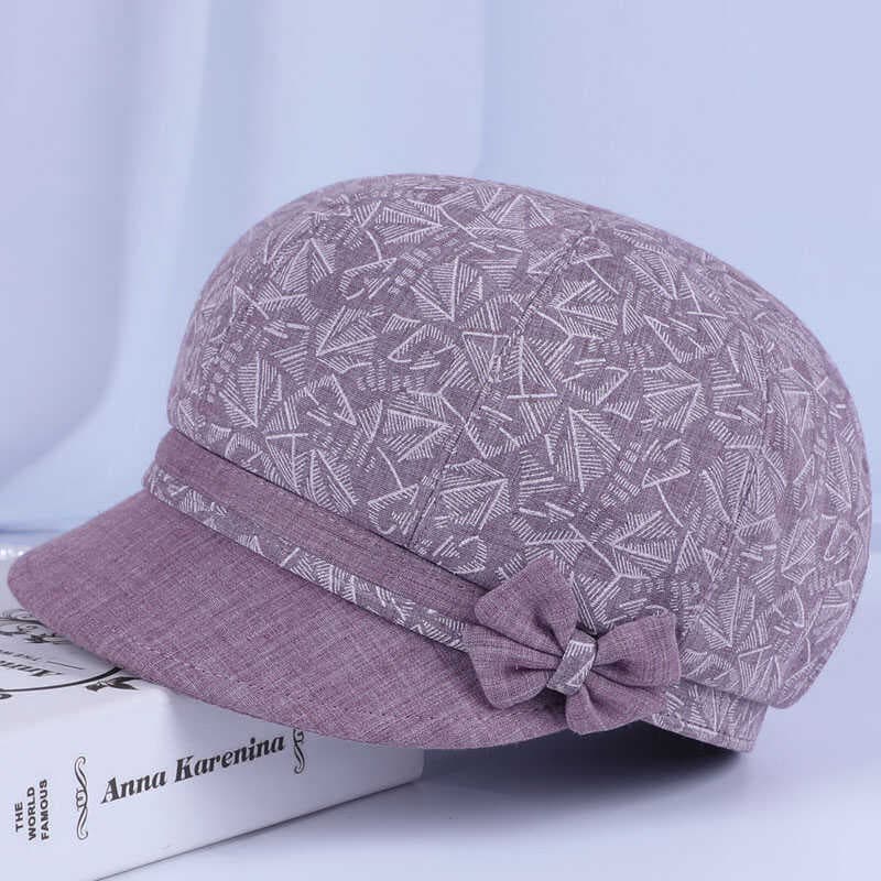 Chapéu de idosos feminino primavera outono mãe boné de pico fino meia-idade idosos avó boina pano boné velha senhora cha