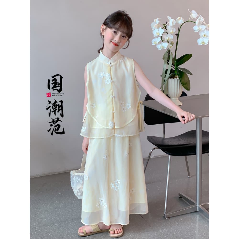 Meninas ternos de verão 2026 novo estilo estilo estilo ocidental roupas infantis meninas estilo nacional novo estilo chi