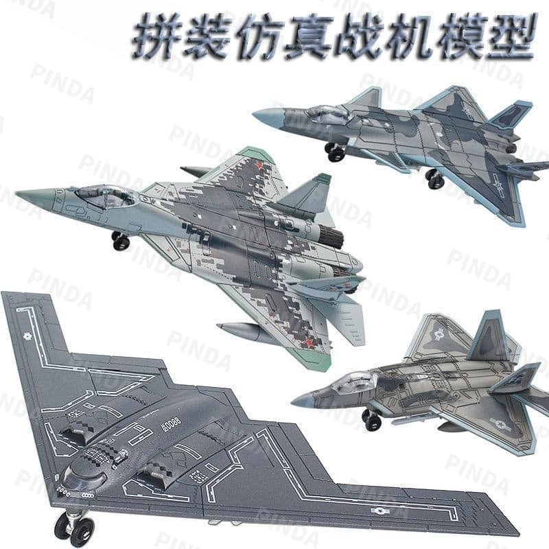 Aeronave Stealth F22 Raptor B2 Phantom Su-57 J-20 Fierce Dragon Modelo de Montagem de Caça Bombardeiro Militar