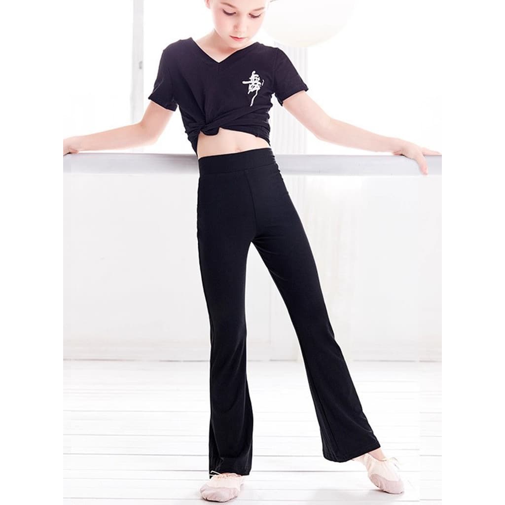 Crianças calças largas meninas roupas de dança calças de prática meninas preto roupas de prática especial calças de danç