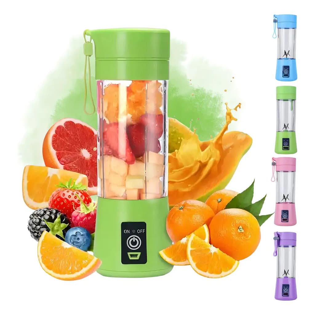 Mini Liquidificador Portátil USB com 6 Lâminas, 380ml, Recarregável, Copo Misturador para Sucos, Vitaminas e Milkshakes,