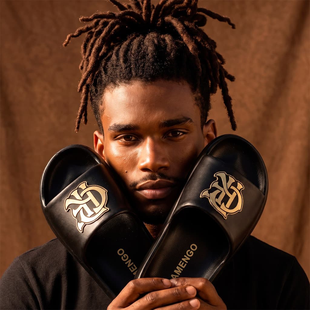 Chinelo Flamengo CRF Dourado Slide Masculino Oficial