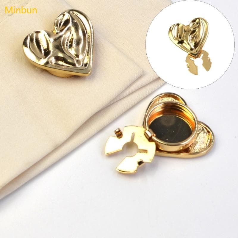 Minbun Metálico Coração Botão Clipe Abotoaduras Decorativas Para Vestido Camisa Roupas