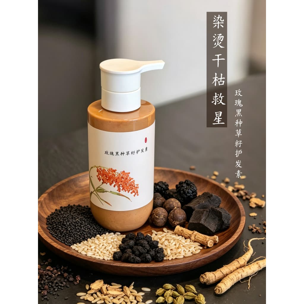 ((Cabelo Macio) Condicionador de Sementes de Nigella Rosa Óleo Vegetal Cabelo Macio Não Frito Sofá de Cabelo Seco 300ml