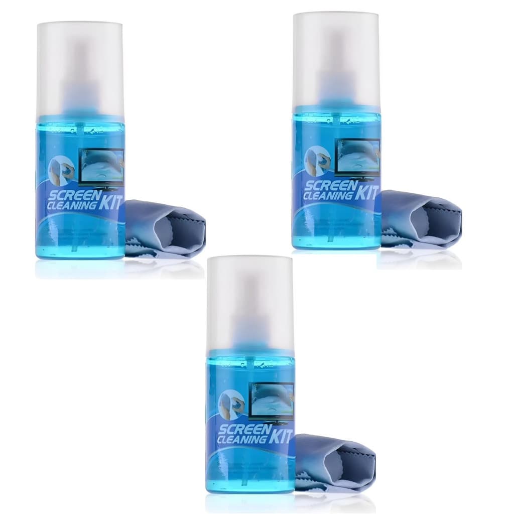 Liquido Limpa Tela Monitor Notebook 200 ml + Pano KIT 3 pçs