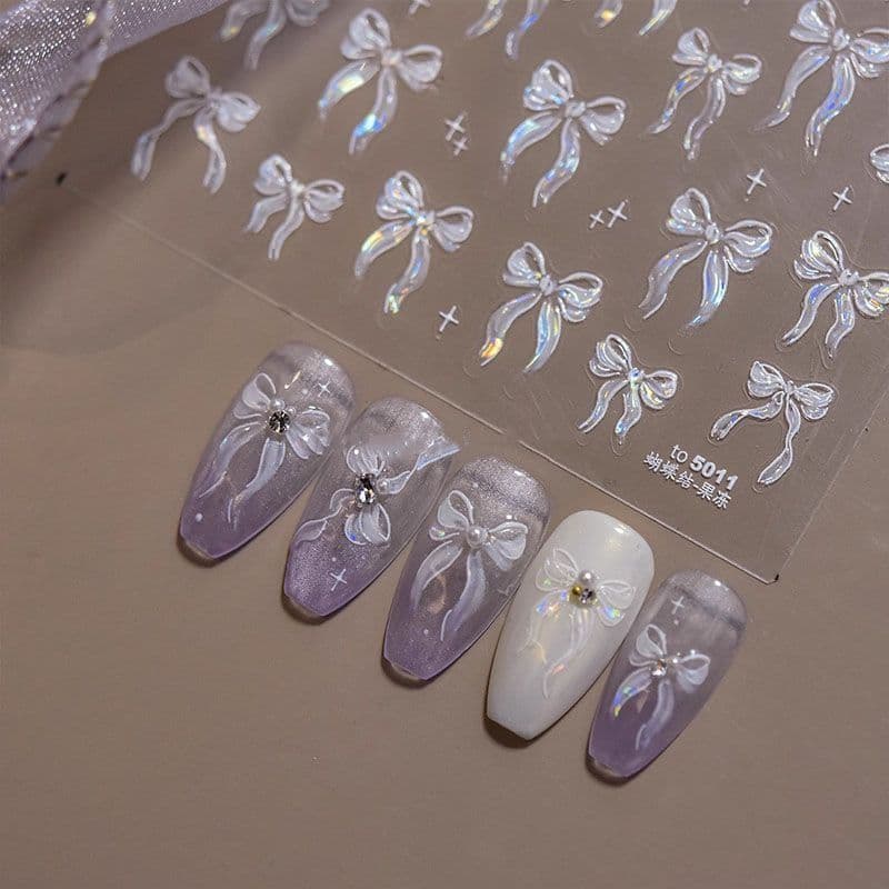 Adesivos de manicure ins venda quente menina adesivos de unhas arco acessórios de manicure adesivos adesivos diy adesivo