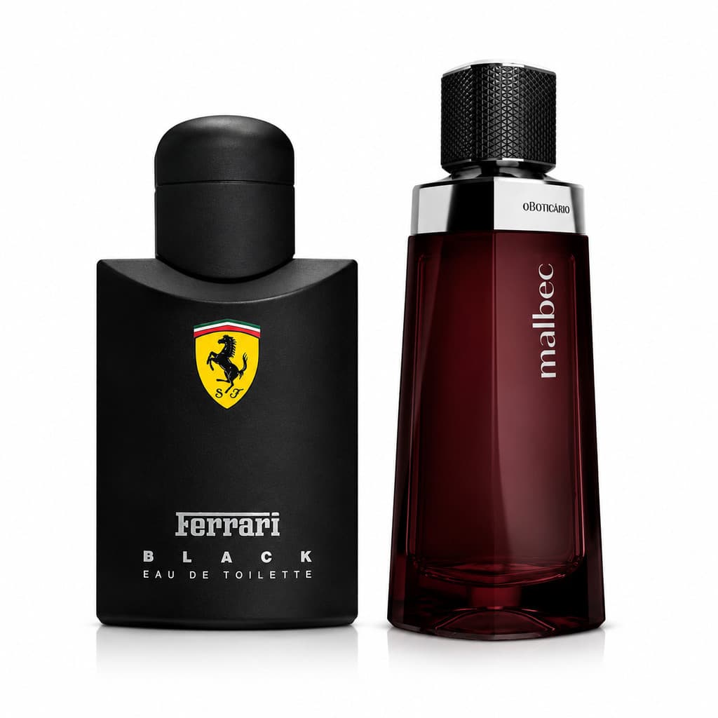 Kit Perfumes Masculinos Ferrari Black Eau De Toilette 125ml e Malbec Desodorante Colonia 100ml Alta Fixacao